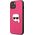 Karl Lagerfeld Karl Lagerfeld KLHCP13SPKMP iPhone 13 mini 5,4" różowy/pink hardcase Leather Ikonik Karl`s Head Metal