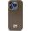 DKNY DKNY DKHMP14XPSHRPSW iPhone 14 Pro Max 6.7" brązowy/brown hardcase Leather Pattern Metal Logo MagSafe