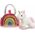 Wisdom Publications,U.S. AURORA Fancy Pals Plush Unicorn in a pink bag, 17 cm