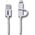 Kabel USB 2GO USB-A - microUSB + Lightning 1 m Biały (795637)