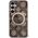 Guess 4G Background Gold Electroplated Peony Pattern MagSafe case for Samsung Galaxy S25 brown
