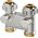 Oventrop tap block diverter piece, straight shape for swapped flow and return