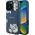 Etui Guess Grained Printed Flower         Pattern MagSafe do iPhone 16 Pro Max niebieski