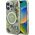 Etui Guess Glitter Flowers Triangle       Buttons MagSafe do iPhone 16 Pro zielony