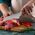 Orion Nóż kuchenny stalowy azjatycki do siekania Santoku 33 cm