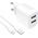 Φορτιστής τοίχου Puro PROLITE 10W 2x USB-A + καλώδιο USB-A - USB-C 1.2m - λευκή