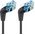 Patchcord Cat6a UTP 1,5m 100% CU obrotowy kątowy slim czarny