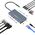 14w1 HUB do 3 monitorów USB-A USB-C DisplayPort HDMI RJ45 SD TF mini jack - szary 14w1 HUB do 3 monitorów USB-A USB-C DisplayPort HDMI RJ45 SD TF mini jack - szary