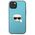 Original Case IPHONE 13 MINI Karl Lagerfeld Hardcase Leather Ikonik Karl`s Head Metal (KLHCP13SPKMB) blue 3666339028619