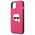 Original Case IPHONE 13 MINI Karl Lagerfeld Hardcase Leather Ikonik Karl`s Head Metal (KLHCP13SPKMP) pink 3666339028572