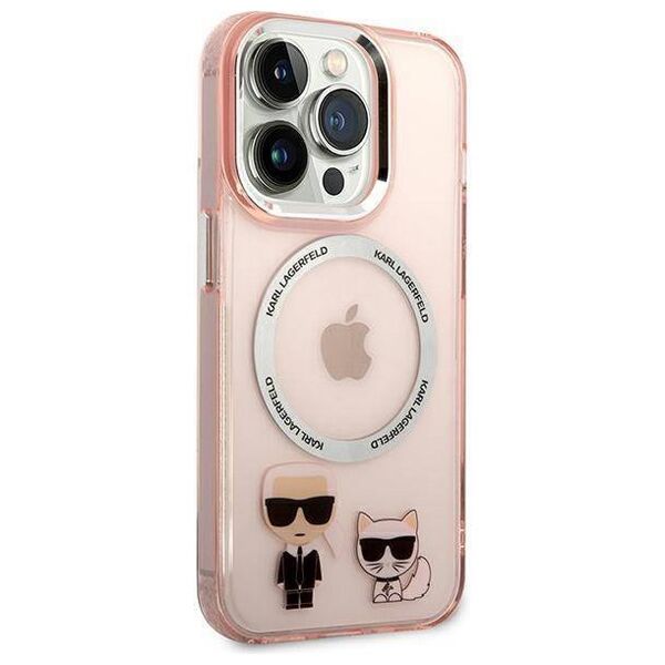 Original Case IPHONE 14 PRO Karl Lagerfeld Hardcase Karl & Choupette Aluminium Magsafe (KLHMP14LHKCP) pink 3666339087340