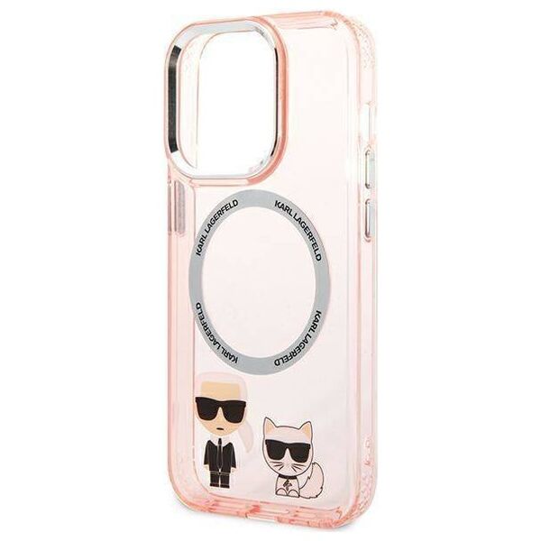 Original Case IPHONE 14 PRO Karl Lagerfeld Hardcase Karl & Choupette Aluminium Magsafe (KLHMP14LHKCP) pink 3666339087340