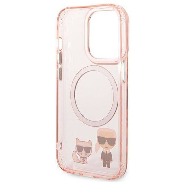 Original Case IPHONE 14 PRO Karl Lagerfeld Hardcase Karl & Choupette Aluminium Magsafe (KLHMP14LHKCP) pink 3666339087340