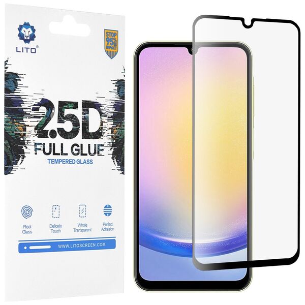 Lito Folie pentru Samsung Galaxy A25 5G - Lito 2.5D FullGlue Glass - Black 5949419084544 έως 12 άτοκες Δόσεις