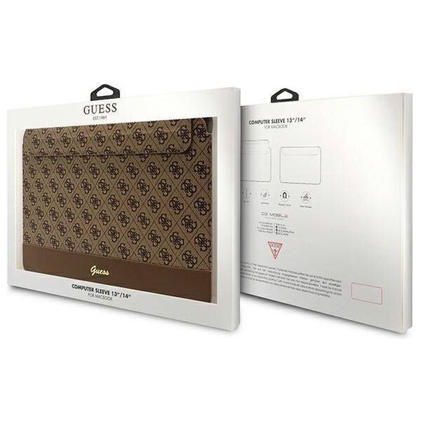 Case LAPTOP 14" Guess 4G Stripe Metal Logo (GUCS14PS4SGW) brown 3666339110833