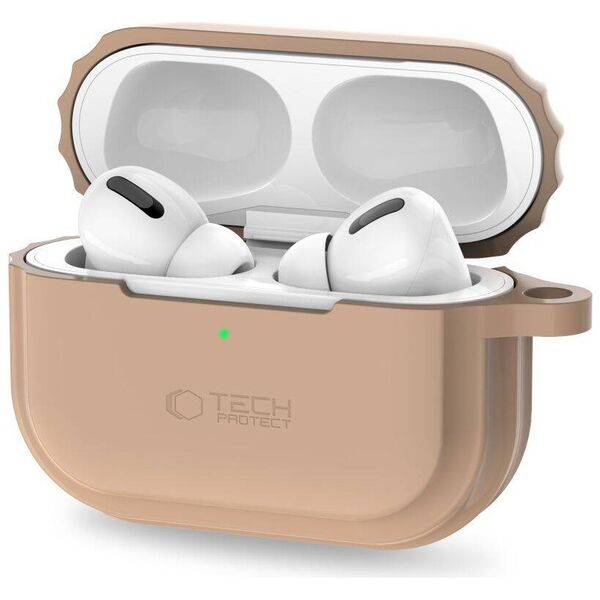 Case for APPLE AIRPODS PRO 1 / 2 Tech-Protect Silicone Rope Cafe Latte creamy 5906302313235