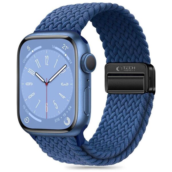 Strap for APPLE WATCH 4 / 5 / 6 / 7 / 8 / 9 / SE / ULTRA 1 / 2 (42 / 44 / 45 / 49 MM) Tech-Protect Nylonmag Montego blue 5906302312771