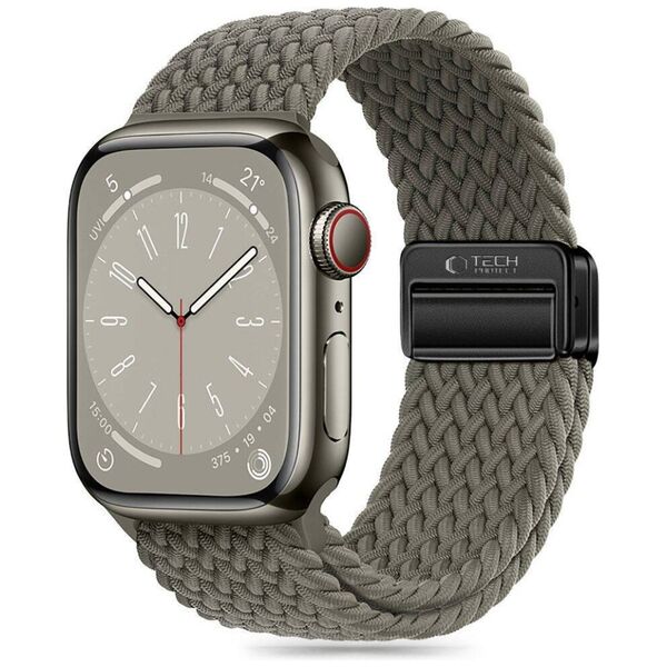 Strap for APPLE WATCH 4 / 5 / 6 / 7 / 8 / 9 / SE / ULTRA 1 / 2 (42 / 44 / 45 / 49 MM) Tech-Protect Nylonmag Olive gray 5906302312788