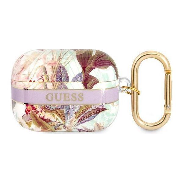 Case APPLE AIRPODS PRO Guess AirPods Flower Strap Collection (GUAPHHFLU) purple 3666339047344