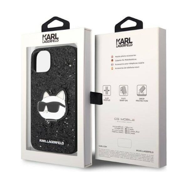 Original Case IPHONE 14 PLUS Karl Lagerfeld Hardcase Glitter Choupette Patch (KLHCP14MG2CPK) black 3666339099404