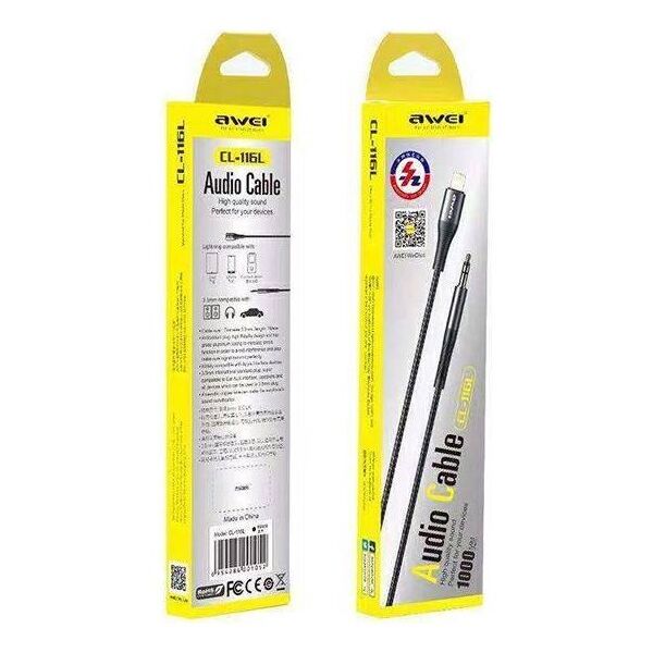 Adapter iPhone Lightning - Jack 3.5 AWEI (CL-116L) black 6954284001052