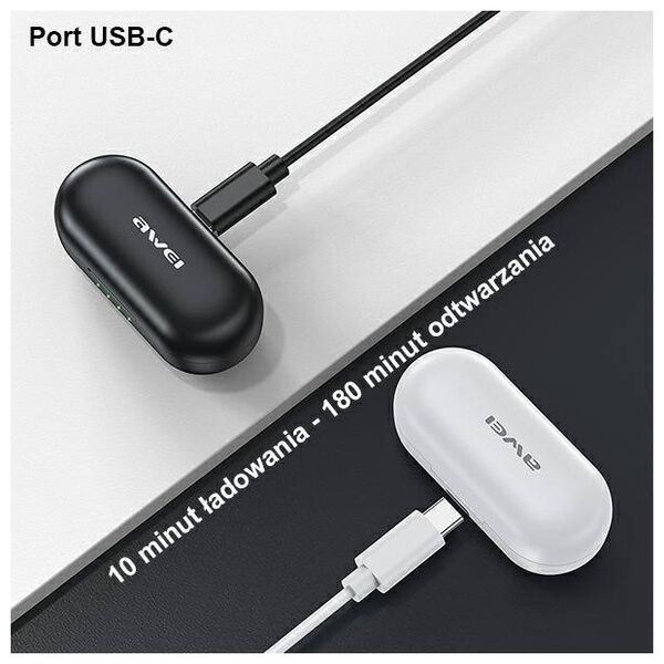 Bluetooth 5.1 TWS Headphones + AWEI Docking Station (T13Pro) black 6954284001823