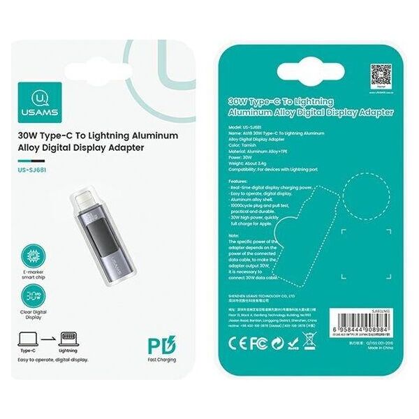 USB-C adapter - Lightning Digital Display 30W USAMS AU18 SJ681LN01 (US-SJ681) steel / aluminum 6958444908984