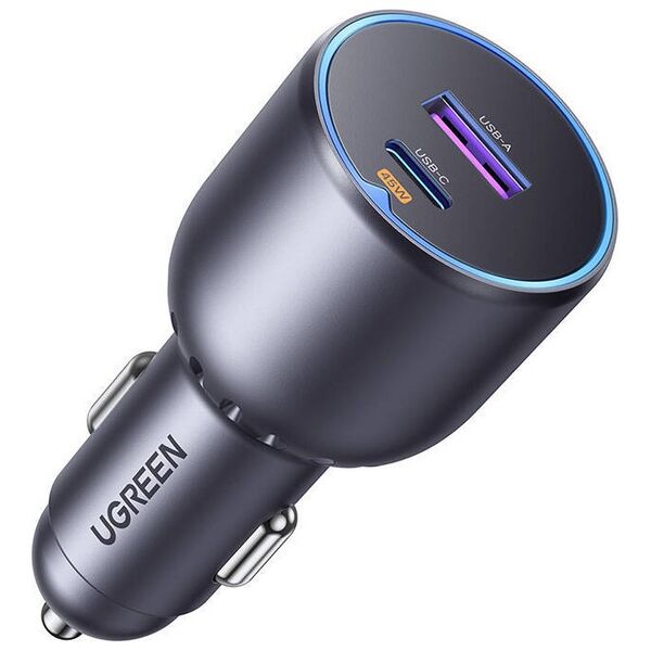 Car charger Ugreen EC701, USB + USB-C, 63W (black) 6941876230235