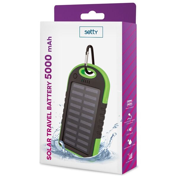 Setty solar power bank 5000 mAh green 5900495682062
