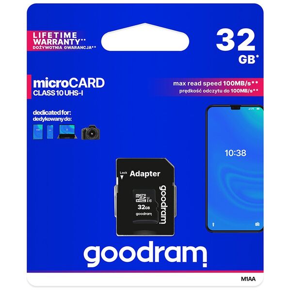 GoodRam memory card 32GB microSDHC cl. 10 UHS-I + adapter 5908267930144