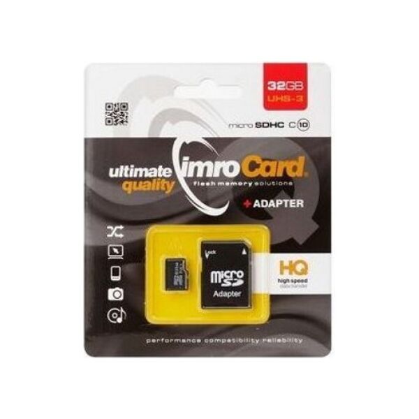 Imro memory card 32GB microSDHC cl. 10 UHS-3 + adapter 5902768015584