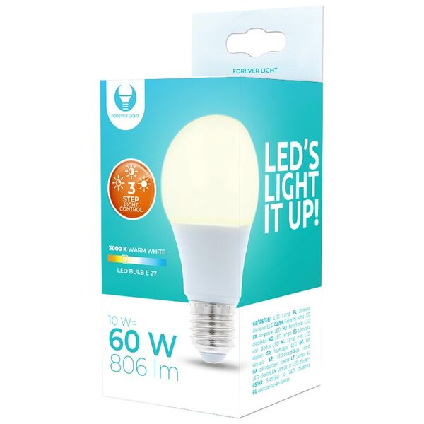 LED Bulb E27 A60 10W 230V 3000K 806lm 3steps dimming Forever Light 5900495863119