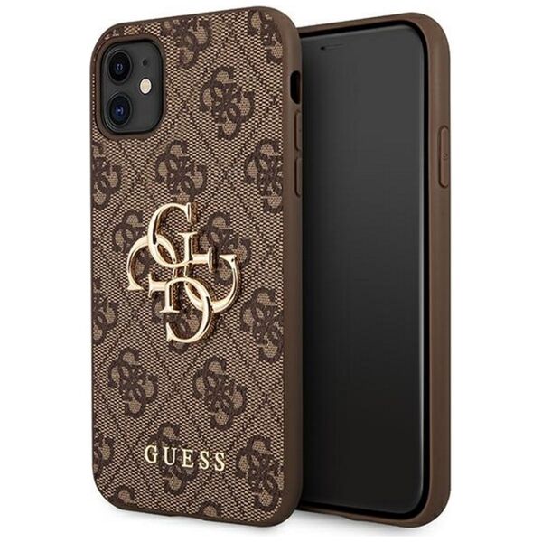 Guess case for iPhone 12 / 12 Pro 6,1&quot; GUHCP12M4GMGBR brown hard case 4G Big Metal Logo 3666339004545