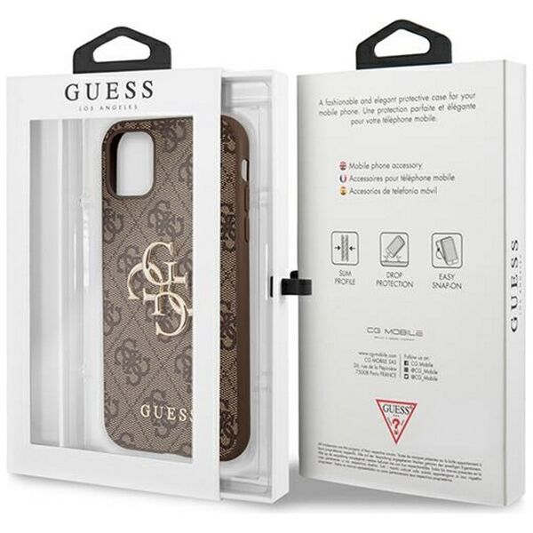 Guess case for iPhone 12 / 12 Pro 6,1&quot; GUHCP12M4GMGBR brown hard case 4G Big Metal Logo 3666339004545