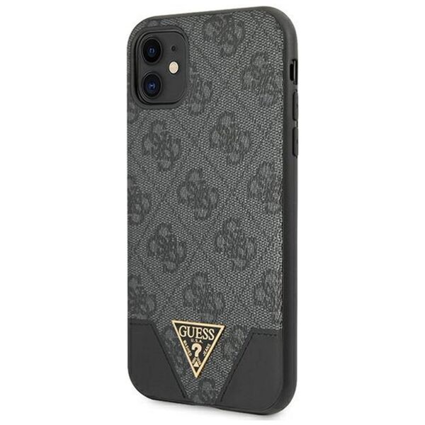 Guess case for iPhone 11 GUHCN61PU4GHBK gray hard case 4G Triangle Collection 3666339016272