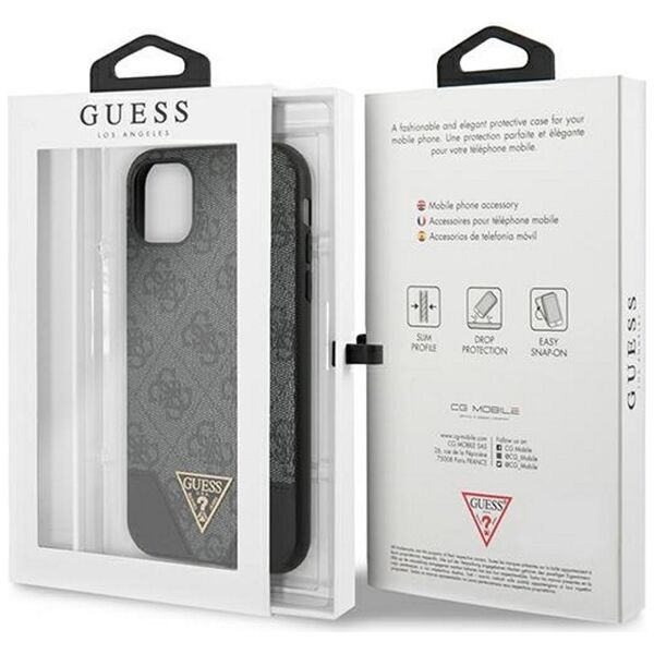 Guess case for iPhone 11 GUHCN61PU4GHBK gray hard case 4G Triangle Collection 3666339016272