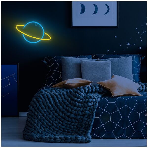 Neon LED Light SATURN yellow blue Bat + USB FLNE11 Forever Light 5900495956170