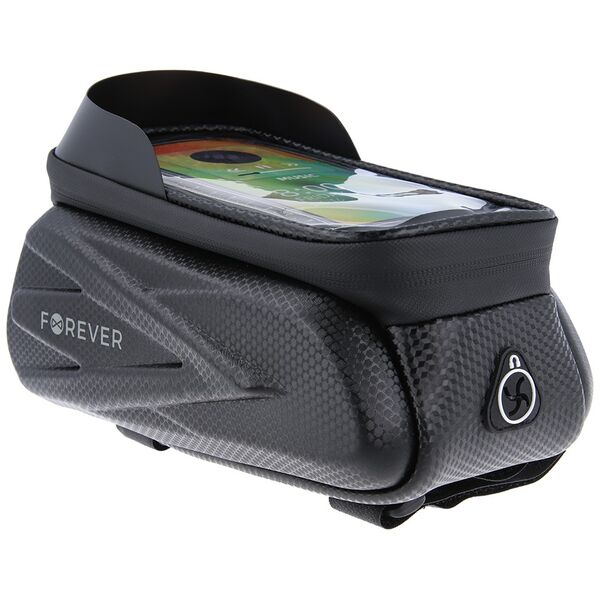 Waterproof bike frame bag with shell sides and phone holder Forever Outdoor black 5900495982285