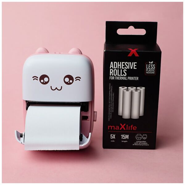 Maxlife Bluetooth thermal printer MXTP-100 pink 5900495198006