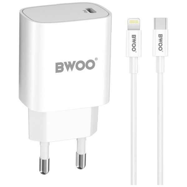 BWOO 20W wall charger CDA159 with cable USB-C to Lightning 6933654812948