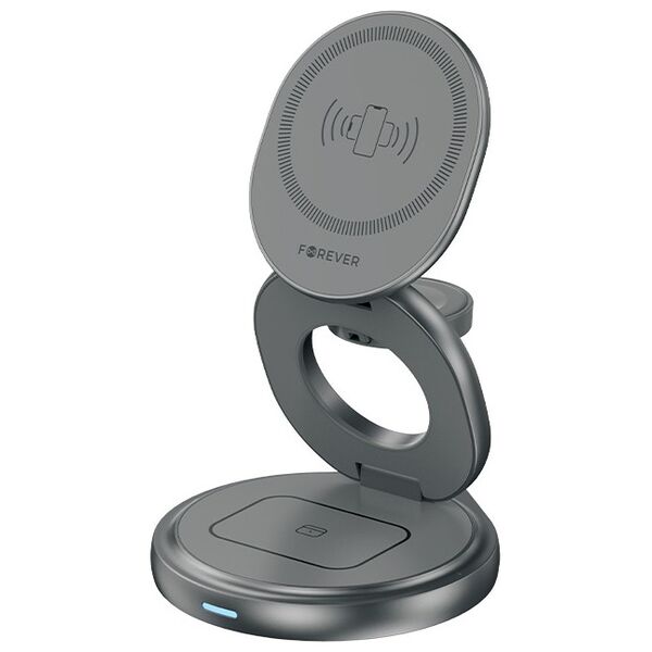Forever MAWC-200 magnetic wireless charger 15W grey 3in1 5907457769755