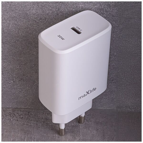 Maxlife MXTC-10-20C PD QC charger 1x USB-C 20W white 5907457789821