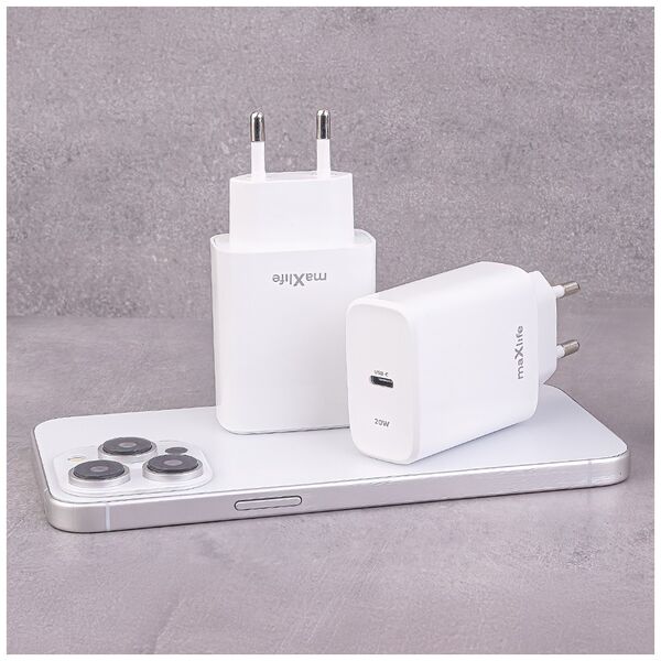 Maxlife MXTC-10-20C PD QC charger 1x USB-C 20W white 5907457789821