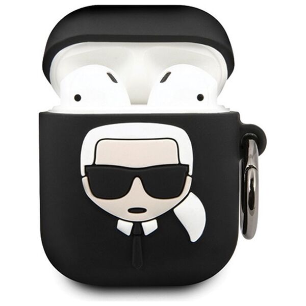 Karl Lagerfeld case for AirPods KLACCSILKHBK black Silicone Iconic 3700740463789
