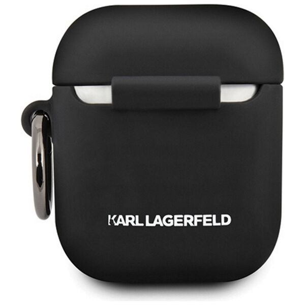 Karl Lagerfeld case for AirPods KLACCSILKHBK black Silicone Iconic 3700740463789