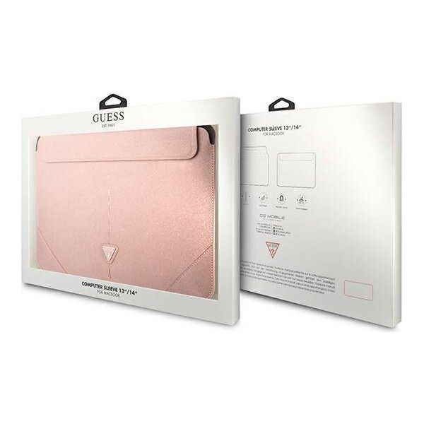 Guess sleeve GUCS14PSATLP 14” pink Saffiano Triangle 3666339039905