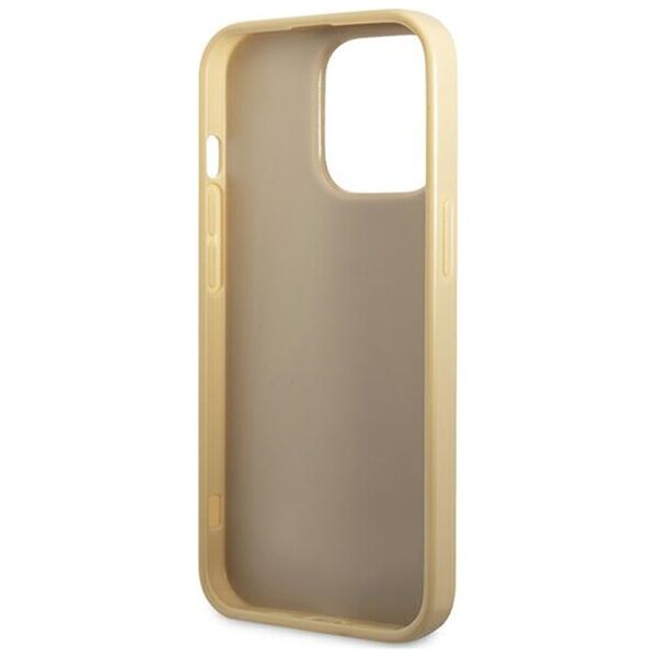 Guess case for iPhone 14 Pro 6,1&quot; GUHCP14LHGGSHD gold PC/TPU Glitter Flakes case Script Metal Logo 3666339065102