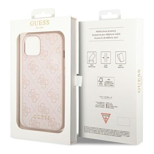 Guess case for iPhone 14 6,1&quot; GUHCP14SG4GFPI pink Basic PC/TPU 4G PU case Gold Logo 3666339094119