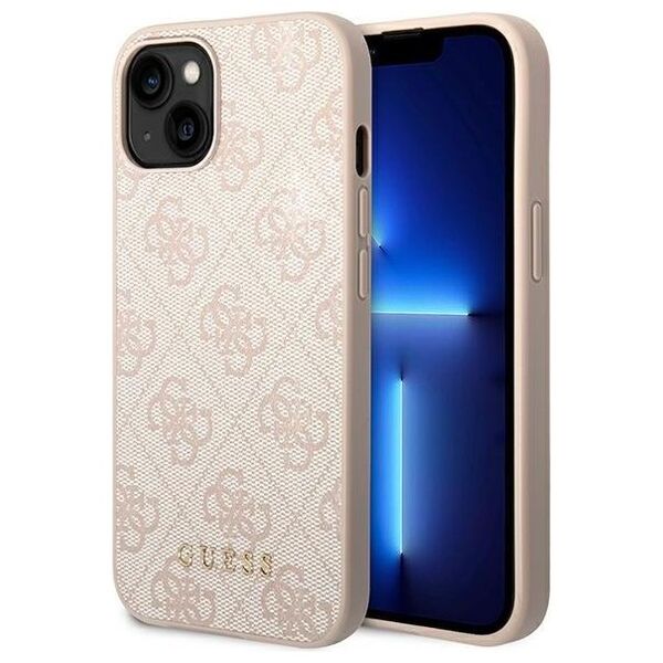 Guess case for iPhone 14 6,1&quot; GUHCP14SG4GFPI pink Basic PC/TPU 4G PU case Gold Logo 3666339094119