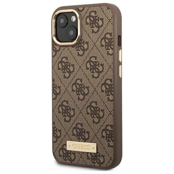 Guess case for iPhone 14 Pro 6,1&quot; GUHMP14LU4GPRW brown HC Magsafe 4G PU Logo Plate 3666339069926